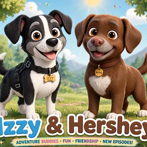 Izzy and Hershey character art from It’s Paw Trendy